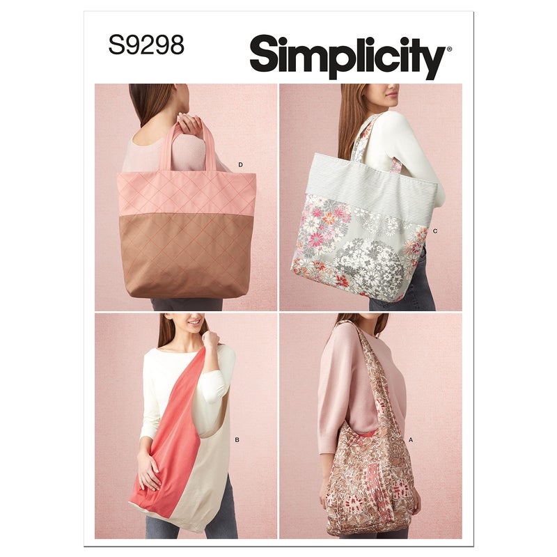سيمبليسيتي حزمة حقيبة Simplicity Market and Grocery Tote، رمز 9298 نمط الخياطة فقط، مقاس واحد فقط، أبيض - Image 1